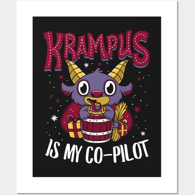 Krampus is my Co-Pilot - Creepy Cute Children's Book Christmas Monster Wall Art by Nemons